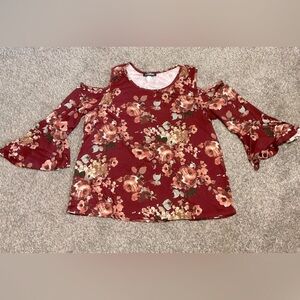 Arabella cold shoulder floral knit blouse